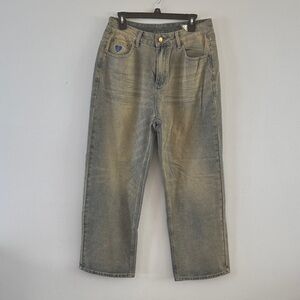 Aelfric Eden Men's Mud Dyed Washed Jeans Loose Casual Wide Leg Denim size 32